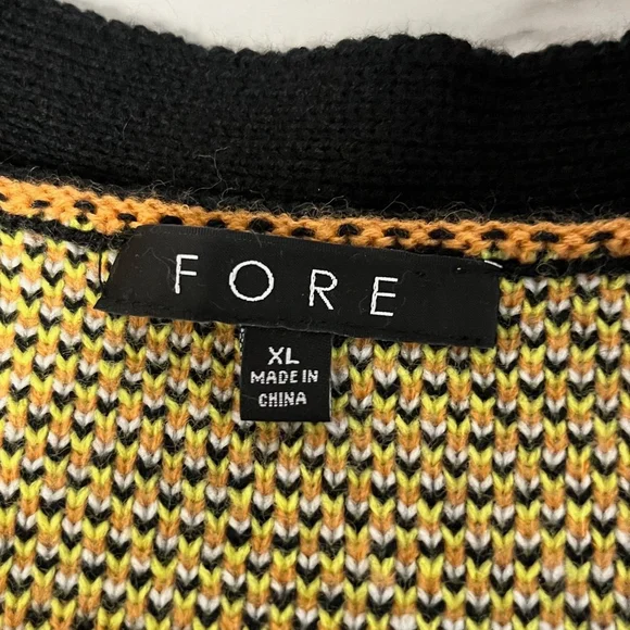 Fore Abstract Colorful Vneck Cardigan Sweater Size XL - Picture 7 of 8